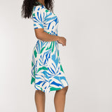 Collar wrap short jersey dress - Blue-Green