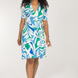 Collar wrap short jersey dress - Blue-Green