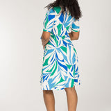Collar wrap short jersey dress - Blue-Green