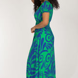 Drawstring dream maxi jersey dress - Blue-Green