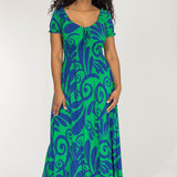 Drawstring dream maxi jersey dress - Blue-Green