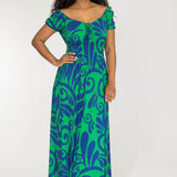 Drawstring dream maxi jersey dress - Blue-Green