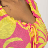 Drawstring dream maxi jersey dress - Pink-Yellow