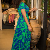 Drawstring dream maxi jersey dress - Blue-Green