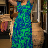 Drawstring dream maxi jersey dress - Blue-Green