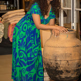 Drawstring dream maxi jersey dress - Blue-Green