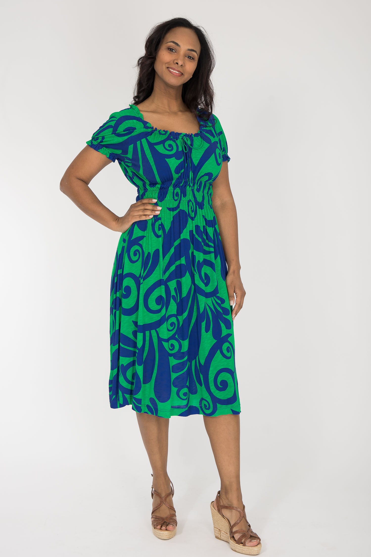 Drawstring dream short jersey dress - Blue-Green Pure Female Drawstring dream short jersey dress - Blue-Green Pure Female