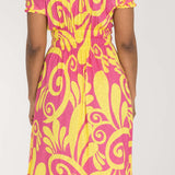 Drawstring dream short jersey dress - Pink-Yellow