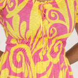 Drawstring dream short jersey dress - Pink-Yellow