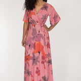 Essential bell sleeve long jersey dress - Dusty Pink