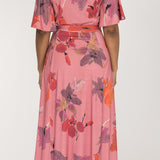 Essential bell sleeve long jersey dress - Dusty Pink