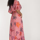Essential bell sleeve long jersey dress - Dusty Pink