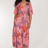 Essential bell sleeve long jersey dress - Dusty Pink