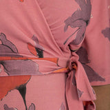 Essential bell sleeve long jersey dress - Dusty Pink