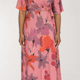 Essential bell sleeve long jersey dress - Dusty Pink