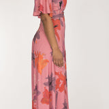 Essential bell sleeve long jersey dress - Dusty Pink