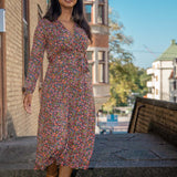 Essential midi jersey dress - Navy flowers