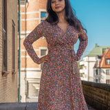 Essential midi jersey dress - Navy flowers