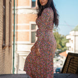 Essential midi jersey dress - Navy flowers