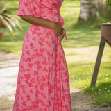 Essential bell sleeve long jersey dress - Pink
