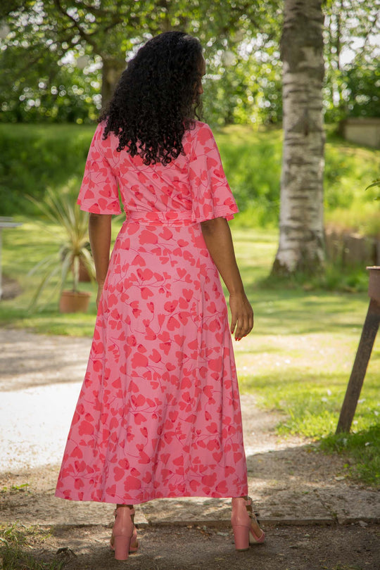 Essential bell sleeve long jersey dress - Pink