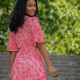 Essential bell sleeve short jersey dress - Pink