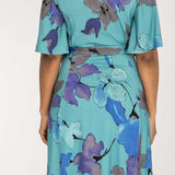 Essential bell sleeve short jersey dress - Dusty Blue