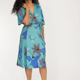 Essential bell sleeve short jersey dress - Dusty Blue