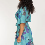 Essential bell sleeve short jersey dress - Dusty Blue