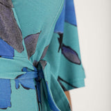 Essential bell sleeve short jersey dress - Dusty Blue