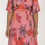 Essential bell sleeve short jersey dress - Dusty Pink