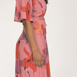 Essential bell sleeve short jersey dress - Dusty Pink