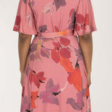 Essential bell sleeve short jersey dress - Dusty Pink