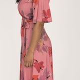 Essential bell sleeve short jersey dress - Dusty Pink