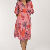 Essential bell sleeve short jersey dress - Dusty Pink