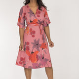 Essential bell sleeve short jersey dress - Dusty Pink