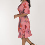 Essential bell sleeve short jersey dress - Dusty Pink