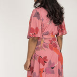 Essential bell sleeve short jersey dress - Dusty Pink