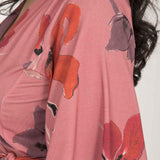 Essential bell sleeve short jersey dress - Dusty Pink