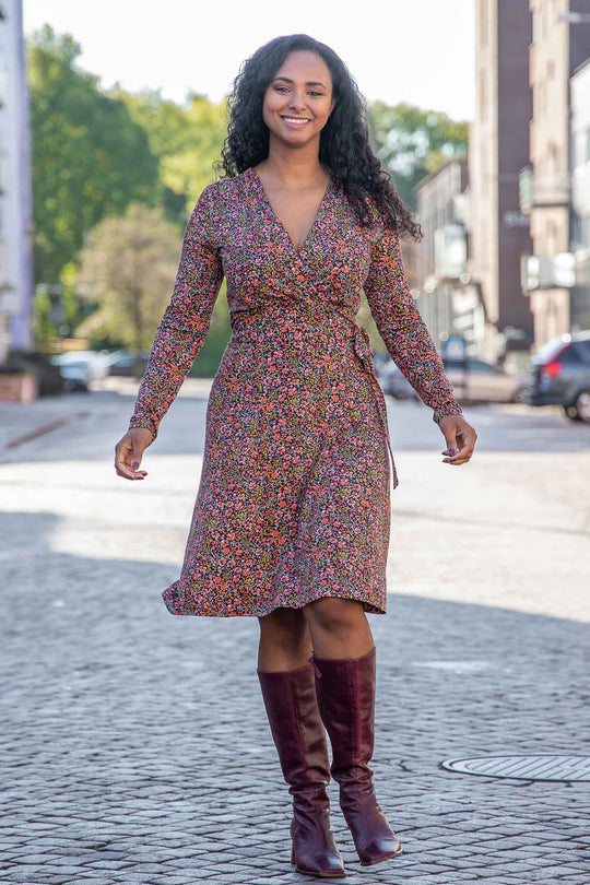 Essential short jersey dress - Navy flowers
