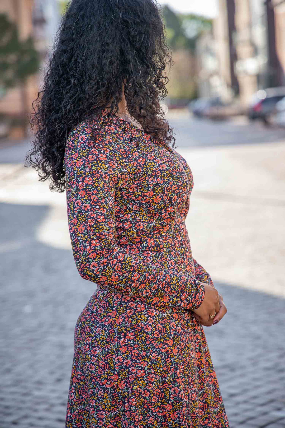 Essential short jersey dress - Navy flowers