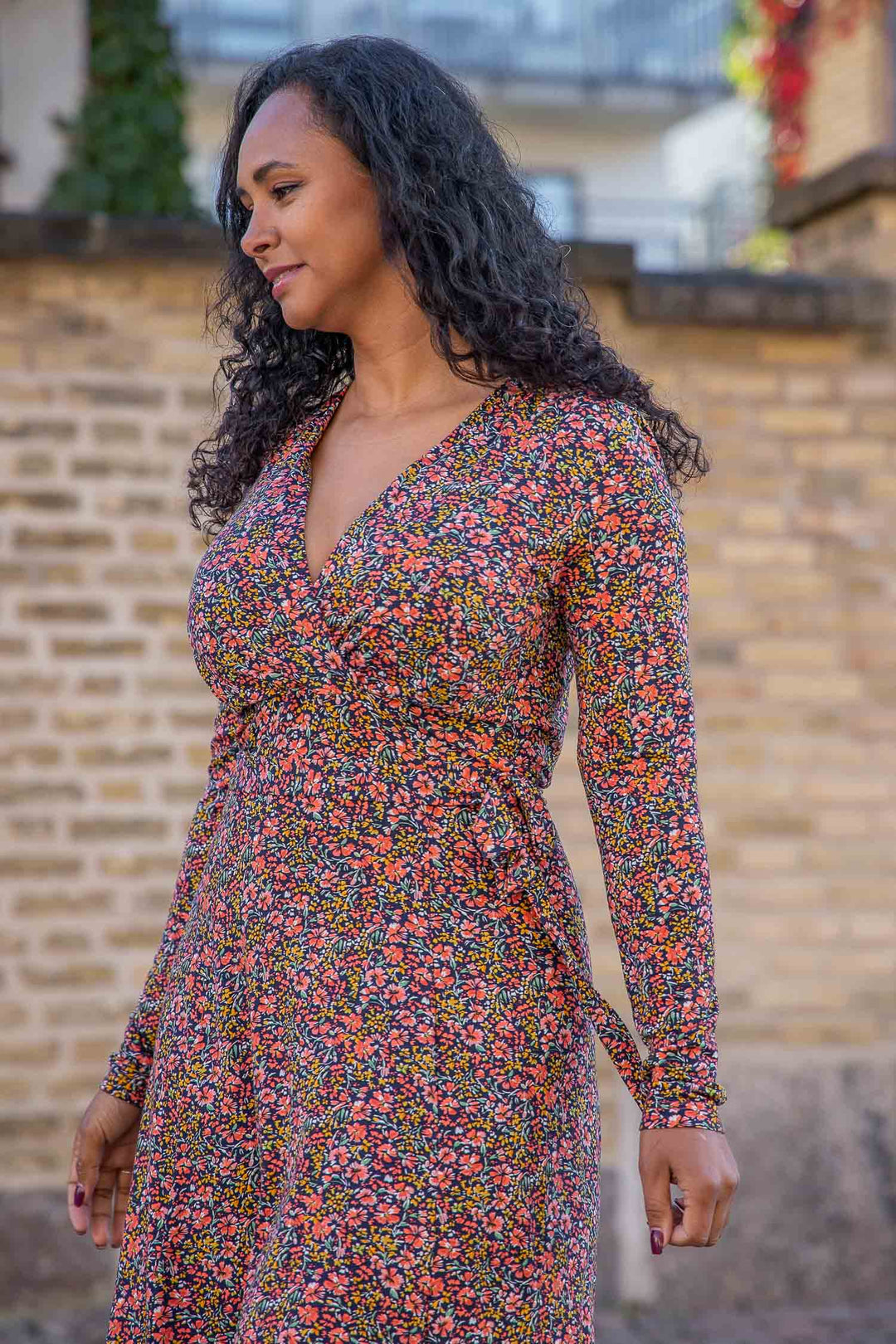 Essential short jersey dress - Navy flowers