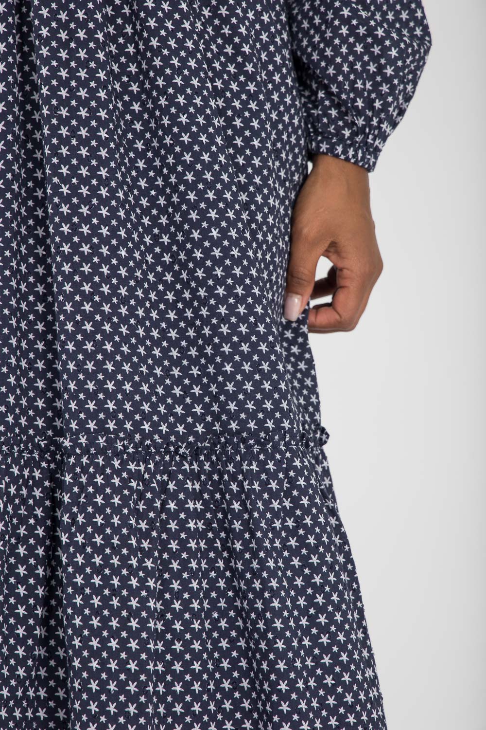 Flounce dobby midi dress - Blue star