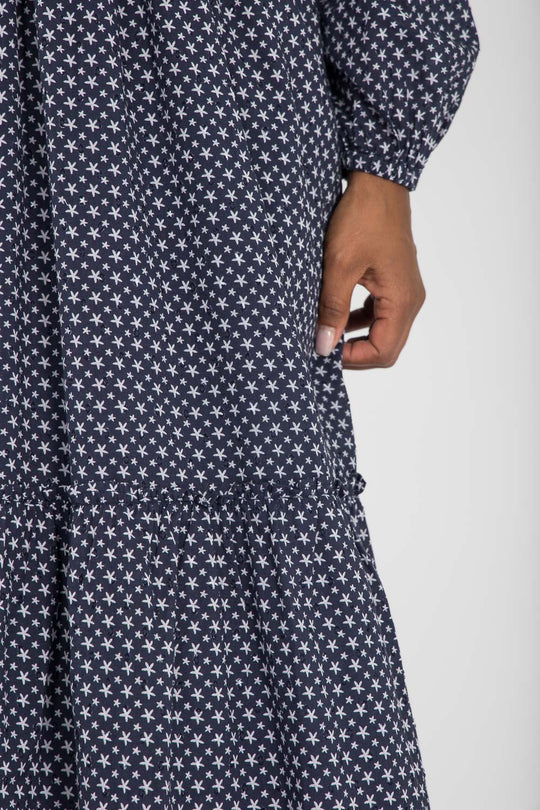 Flounce dobby midi dress - Blue star