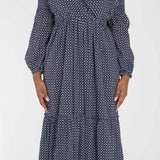 Flounce dobby midi dress - Blue star