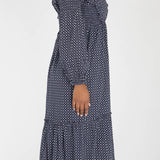 Flounce dobby midi dress - Blue star