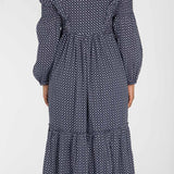 Flounce dobby midi dress - Blue star