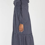 Flounce dobby midi dress - Blue star
