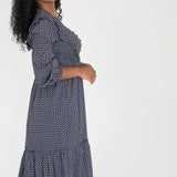 Flounce dobby midi dress - Blue star