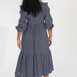 Flounce dobby midi dress - Blue star
